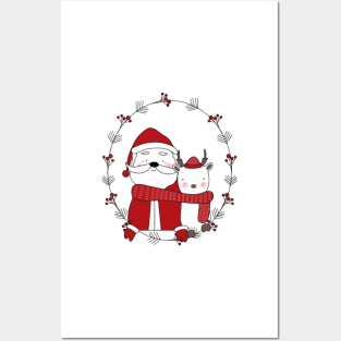 Santa and Reindeer Posters and Art